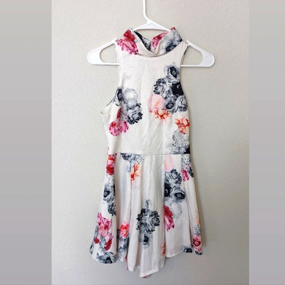 Open Back Summer White Floral Romper